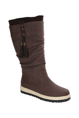 Tall boots , Women's boots On a white background. side view.