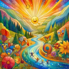 River of Joy Use bright uplifting colors to represent joy ;