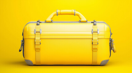 Bright yellow travel bag on a vibrant yellow background ready for adventure and trips