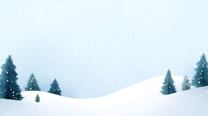 Calm Winter Landscape with Snowy Trees and Gentle Hills
