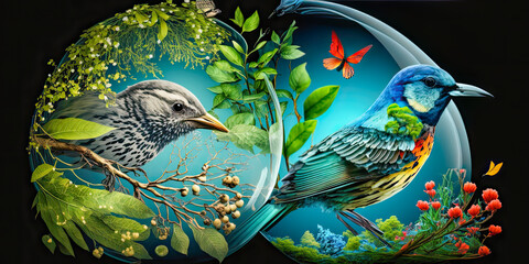 Obraz premium World Animal Day or Wildlife Day Concept with Copy Space