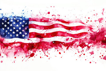 Watercolor Abstract American Flag Banner