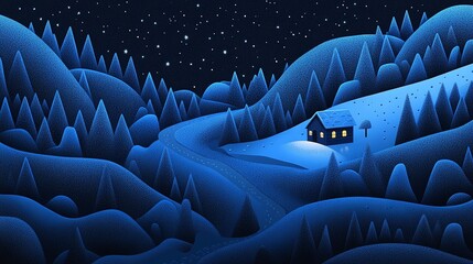 Fototapeta premium Cozy Kids Scene in a Snowy Landscape