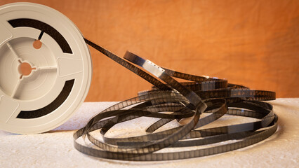 Background with old 8mm, vintage and warm  effect