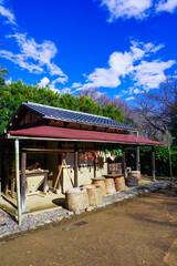 Obraz premium 陽当たりの良い軒下に吊るされた干し野菜（東京都世田谷区）