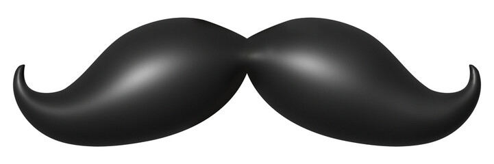 Png mustache sticker, 3D rendering, transparent background