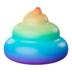 Png rainbow poop sticker, 3D rendering, transparent background