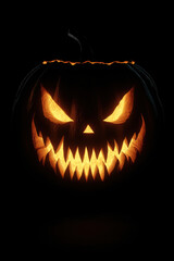 Scary Jack-o'-Lantern Face Glowing in the Dark