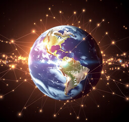 Fototapeta premium World Connected: A stunning visualization of the Earth with energy network connections.