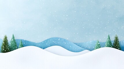 Serene Winter Landscape with Snowy Hills and Trees