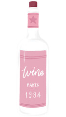 Pink wine bottle png sticker, celebration drink graphic, transparent background