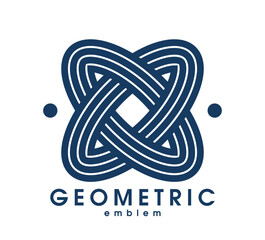 Abstract geometric vector logo isolated on white, linear graphic design modern style symbol, line art geometrical shape emblem or icon.