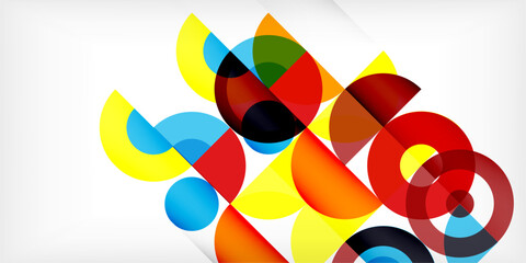 Minimal geometric abstract background. Circle square and triangle design. Trendy techno business template for wallpaper, banner, background or landing