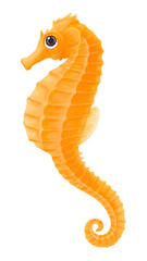 Orange seahorse png sticker, animal illustration, transparent background