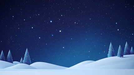 Naklejka premium Starry Night Over a Snowy Winter Landscape