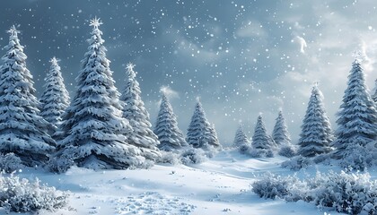 Snowy Christmas landscape. Generative AI.