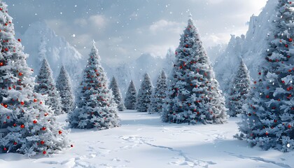 Snowy Christmas landscape. Generative AI.