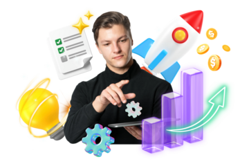 Tech startup png collage remix element, transparent background