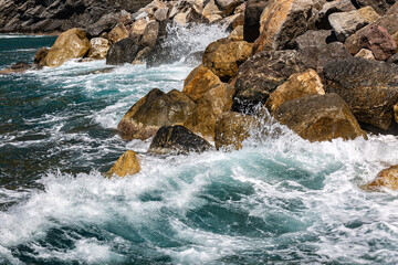 Waves on rocks in the sea
