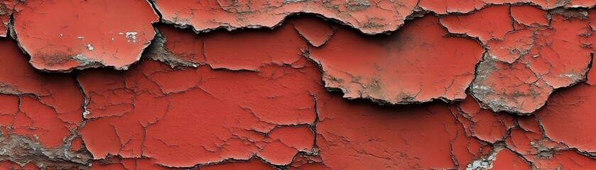 Obraz premium Peeling Red Paint on a Cracked Surface