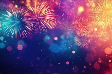 Fototapeta premium A fireworks display lighting up the night sky with bursts of bright colors.