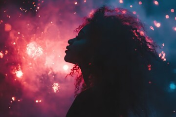 A fireworks display lighting up the night sky with bursts of bright colors.