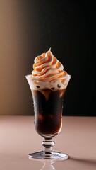 iced coffee with  Peach whipped cream