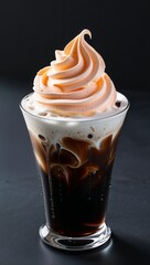 iced coffee with  Peach whipped cream