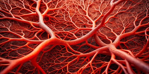 Blood Vessel Network A Detailed 3D Render of Intricate Arteries, veins, blood, human body, biology, circulatory system