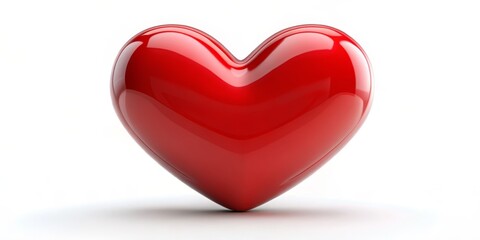 Fototapeta premium Glossy Red Heart 3D Model, Heart Shape, Love Symbol, 3d Render, Love, Red, 3D