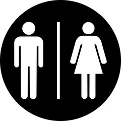 Toilet flat icon. WC vector illustration. Disabled silhouette. Restroom and change room sign. Male and female unisex toilet. Handicapped symbol. Bathroom sign isolated on transparent background.