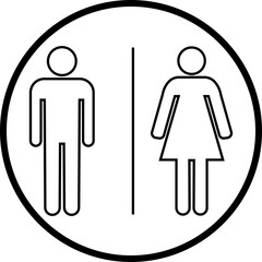 Toilet outline icon. WC vector illustration. Disabled silhouette. Restroom and change room sign. Male and female unisex toilet. Handicapped symbol. Bathroom sign isolated on transparent background.