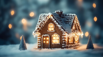 selbst gemachtes Pfefferkuchenhaus fürs Weihnachtsfest