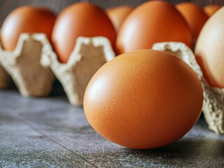 Close-up of organic Chicken eggs in carton