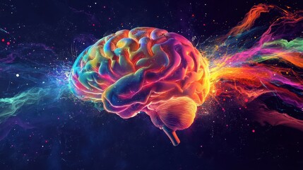 Fototapeta premium Colorful brain with energy coming out of it