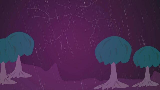 a silent night with pouring rain, in the middle of the dark night