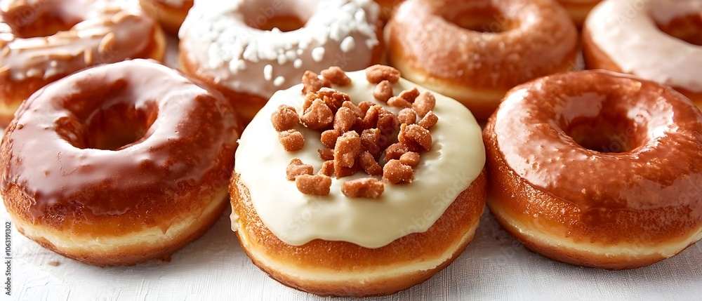 Leinwandbilder beautifully crafted gourmet donuts with an array of creative toppings and flavourful fillings arrang