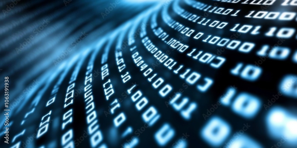Poster exploring the depths of digital data understanding binary code and its impact on technology
