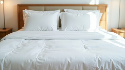 Contemporary White Bedding in Bright, Inviting Bedroom Setting