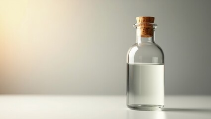 Elegant Glass Bottle with Wooden Cork in Soft Ambient Light