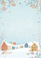 Gardinen Watercolor postcard with winter landscape 03 © Екатерина Лукашевич