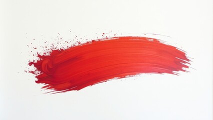 Vibrant Red Brush Stroke on Minimalistic White Canvas