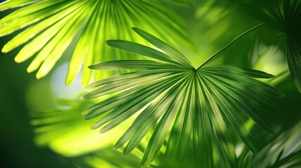 Obraz premium Large leaf lines in bright green tones Light through creates depth and freshness.