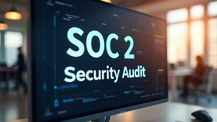 Corporate Setting: SOC 2 Security Audit Displayed on a Modern Screen