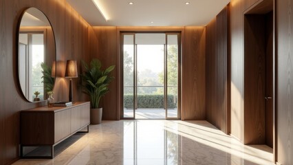 Contemporary Foyer with Luxurious Finishes and Sleek Design Elements