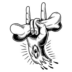 Hand drawn sign of the horns sticker design element