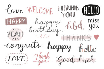 Cute png calligraphy stickers transparent collection