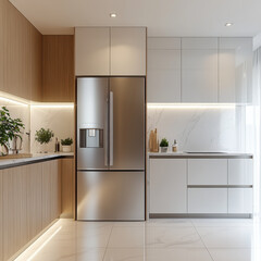 kitchen specific stainless steel refrigerator provided minimalistic and bright