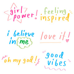 Cute pastel doodle typography design element set