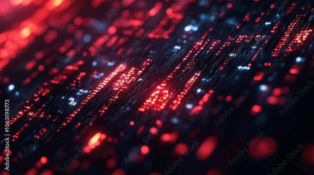 Poster digital data flow, binare code - digital data concept